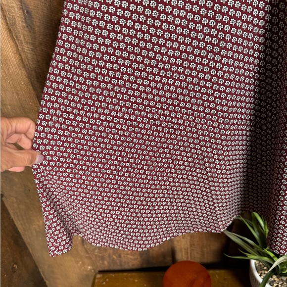 Lark & Ro Burgundy Print Fit and Flare Dress - Size 4 - Picture 4 of 10